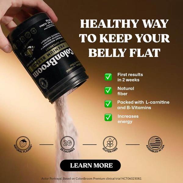 A clean, square-format ad showcasing a dietary supplement container with a clear value-proposition list of benefits.